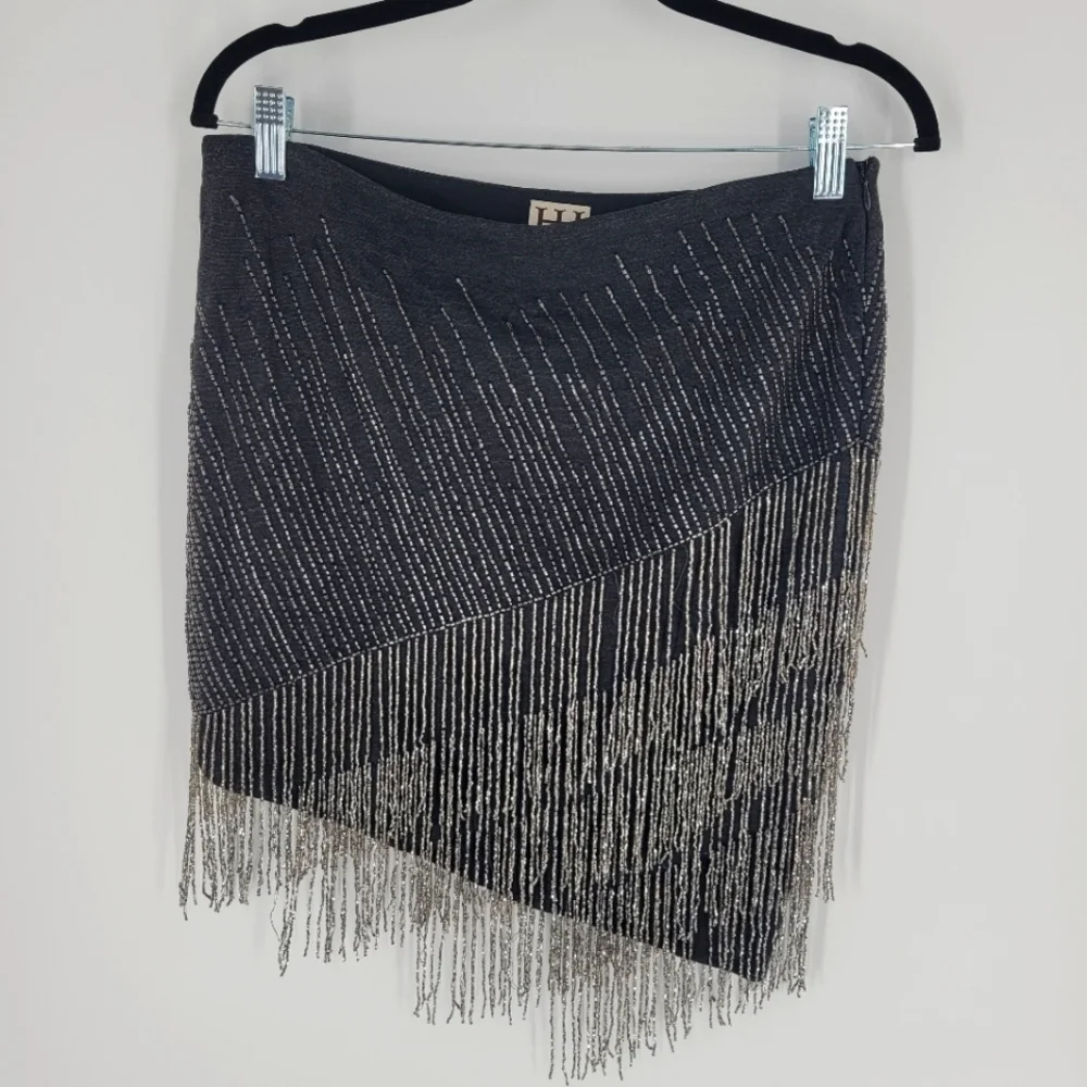 Haute Hippie‎ Embellished Beaded Stretch Mini Skirt Size M New - Picture 2 of 4
